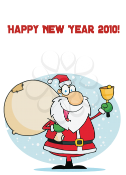 Royalty Free Clipart Image of Santa On New Year's 
