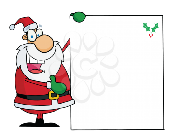 Royalty Free Clipart Image of Santa Holding A Blank Paper