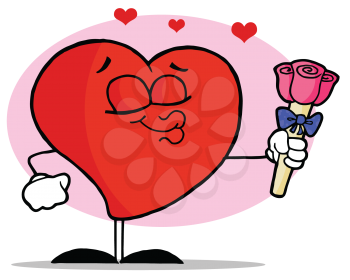 Royalty Free Clipart Image of a Heart With a Rose