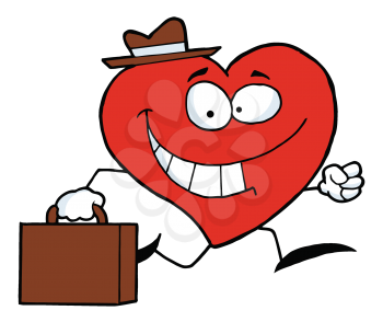 Royalty Free Clipart Image of a Business Heart in a Hurry