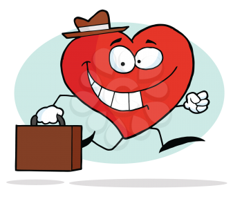 Royalty Free Clipart Image of a Businessman Heart in a Hurry