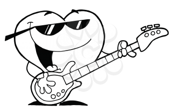 Royalty Free Clipart Image of a Guitar Playing Heart
