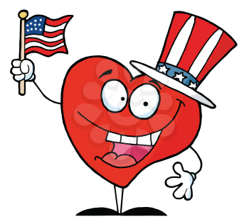 Royalty Free Clipart Image of a Patriotic American Heart