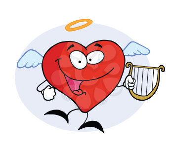 Royalty Free Clipart Image of a Heart Angel