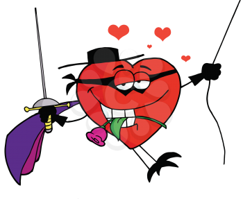 Royalty Free Clipart Image of a Masked Romantic Heart