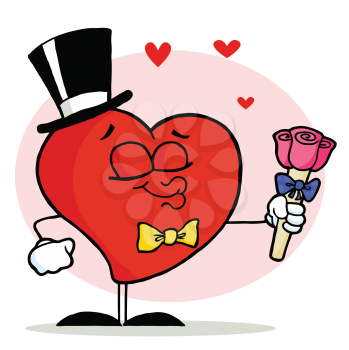 Royalty Free Clipart Image of a Heart With a Flower