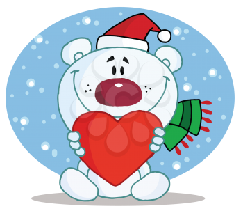 Royalty Free Clipart Image of a Polar Bear With a Heart