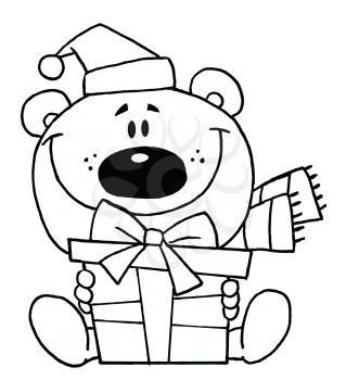 Royalty Free Clipart Image of a Christmas Bear