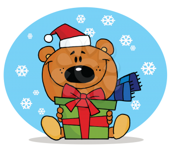 Royalty Free Clipart Image of a Bear With Presents