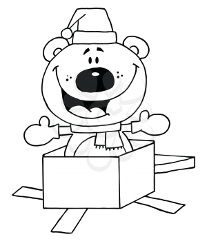 Royalty Free Clipart Image of a Bear in a Box