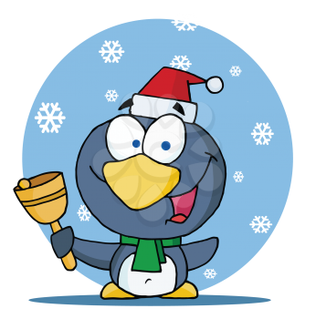 Royalty Free Clipart Image of a Penguin With a Bell
