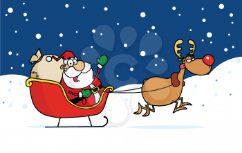 Royalty Free Clipart Image Royalty Free Clipart Image of Santa And Rudolph

