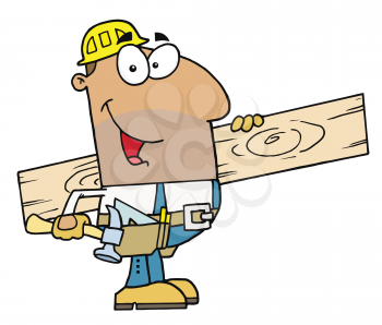 Royalty Free Clipart Image of a Royalty Free Photo of a Guy With Wood