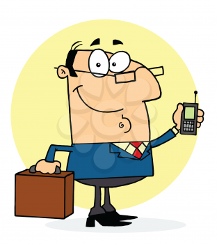 Royalty Free Clipart Image of a Businessman With a Cellphone