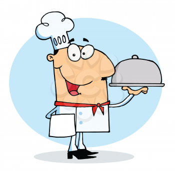 Royalty Free Photo of a Chef Serving Food