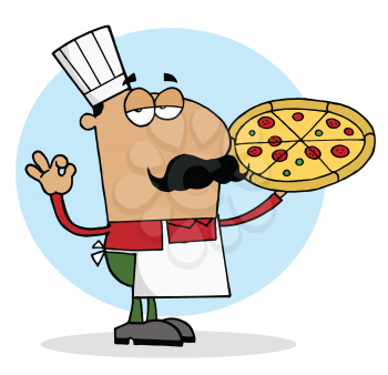 Royalty Free Clipart Image of a Pizza Man