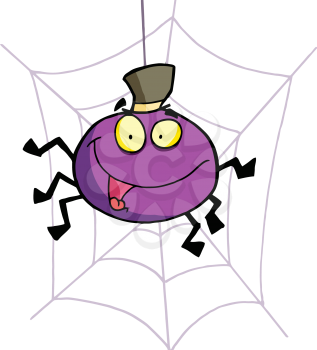 Royalty Free Clipart Image of a Spider in a Spiderweb