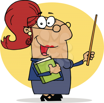 Royalty Free Clipart Image of a Teacher With a Pointer