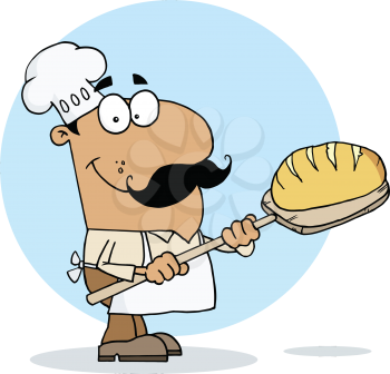 Royalty Free Clipart Image of a Baker With Bread