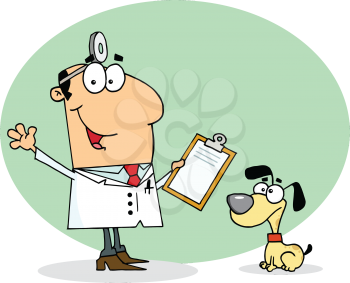 Royalty Free Clipart Image of a Vet and a Dog