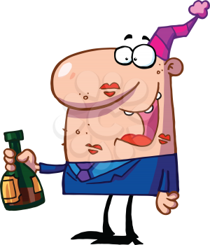 Royalty Free Clipart Image of a Man Holding Champagne