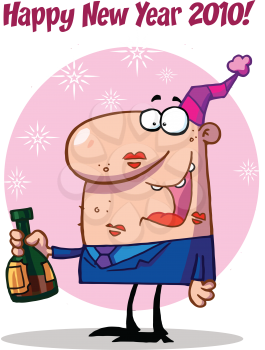 Royalty Free Clipart Image of a Man Holding Champagne
