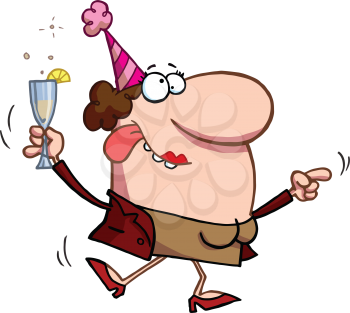 Royalty Free Clipart Image of a Woman With a Drink