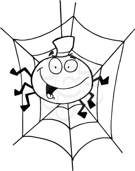 Royalty Free Clipart Image of a Spider in a Web