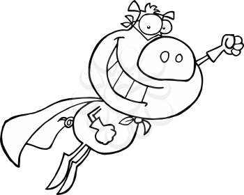Royalty Free Clipart Image of a Pig Superhero