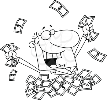 Royalty Free Clipart Image of a Businessman Throwing Money