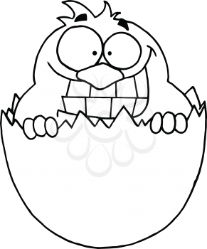 Royalty Free Clipart Image of a Chick in an Egg