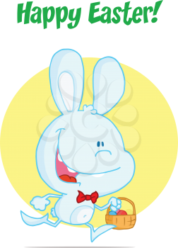 Royalty Free Clipart Image of an Easter Bunny on a Greeting Card