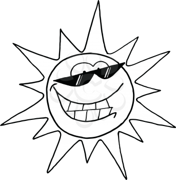 Royalty Free Clipart Image of the Sun Wearing Sunglasses