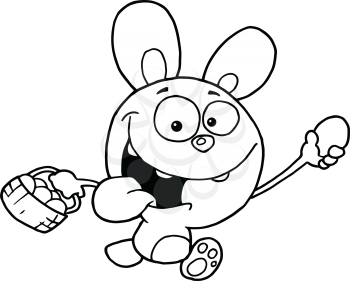 Royalty Free Clipart Image of an Easter Bunny With a Basket of Eggs