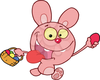 Royalty Free Clipart Image of a Rabbit With an Easter Basket