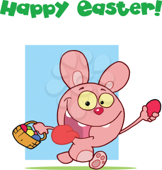 Royalty Free Clipart Image of an Easter Greeting With a Bunny