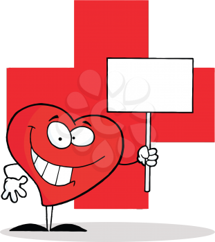 Royalty Free Clipart Image of a Heart and Red Cross