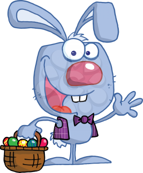 Royalty Free Clipart Image of a Bunny With Easter Eggs