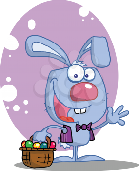 Royalty Free Clipart Image of an Easter Bunny With a Basket