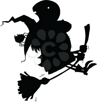Royalty Free Clipart Image of a Witch Silhouettes