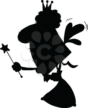 Royalty Free Clipart Image of a Silhouette of a Tooth Fairy