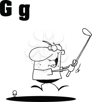Royalty Free Clipart Image of a Golfer Silhouette and the Letter G