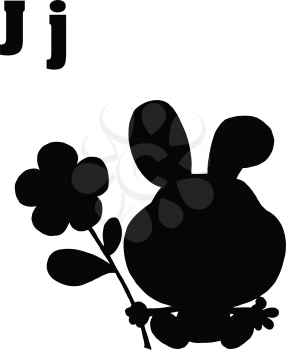 Royalty Free Clipart Image of J is for Jackrabbit in Silhouette
