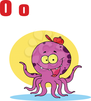 Royalty Free Clipart Image of an Octopus and an O