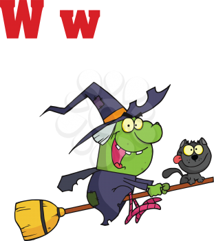 Royalty Free Clipart Image of W is for Witch