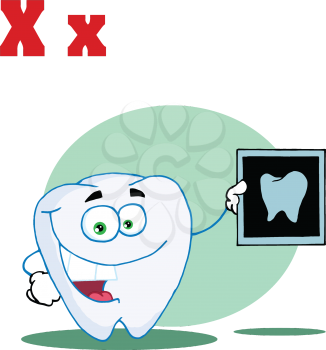 Royalty Free Clipart Image of a Tooth With an X-Ray