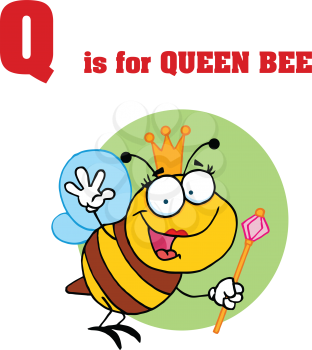 Royalty Free Clipart Image of Q is for Queen Bee