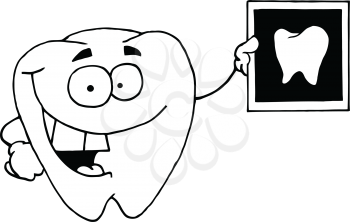 Royalty Free Clipart Image of a Tooth Holding an X-Ray
