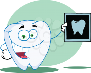Royalty Free Clipart Image of a Tooth Holding an X-Ray