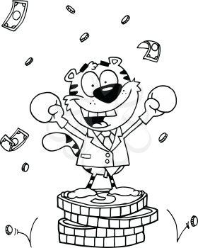 Royalty Free Clipart Image of a Happy Tiger